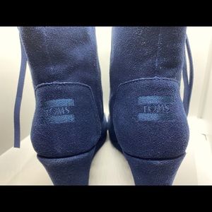 Toms, Desert Wedge High Navy Suede with box